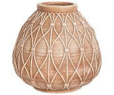 Beliani Wazon na kwiaty DOMOKOS Ceramika 38 cm Jasnobrązowy