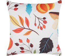 Beliani Lumarko Veliūrinė dekoratyvinė pagalvė rudens motyvais 45 x 45 cm balkšva VISCARIA!