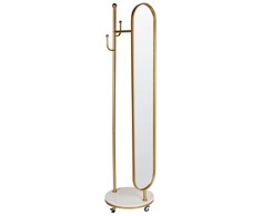 Beliani Drabužių kabykla su veidrodžiu LORENA 172 cm, metalinė, auksinė