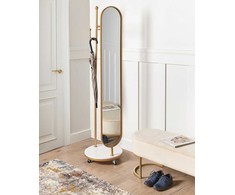 Beliani Drabužių kabykla su veidrodžiu LORENA 172 cm, metalinė, auksinė