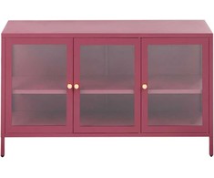 Beliani Spintelė su stiklinėmis durelėmis NEWPORT Metal 115 cm bordinė