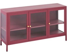 Beliani Spintelė su stiklinėmis durelėmis NEWPORT Metal 115 cm bordinė