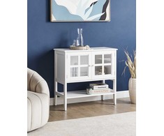 Beliani Spintelė su stiklinėmis durelėmis ir lentyna INLET 80 cm, balta