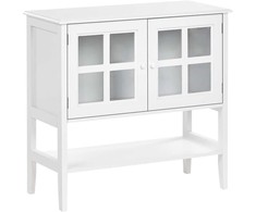 Beliani Spintelė su stiklinėmis durelėmis ir lentyna INLET 80 cm, balta
