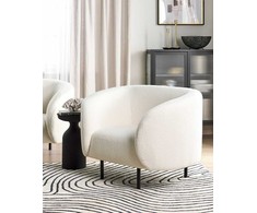 Fotelis Beliani Fotel LOEN Boucle baltas