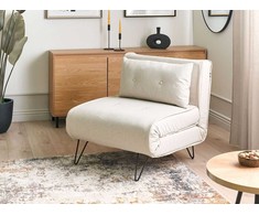 Beliani Vienvietė išskleidžiama sofa VESTFOLD, šviesiai smėlio spalvos