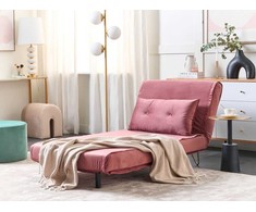 Beliani Vienvietė išskleidžiama sofa VESTFOLD, rožinė, veliūrinė