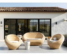 Lauko baldų komplektas Beliani Rinkinys sodo dla 4 osób MAIORI Rattan Naturalny