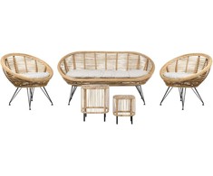 Lauko baldų komplektas Beliani Rinkinys sodo su stalu 4 MARATEA/CESENATICO Rattan Natural
