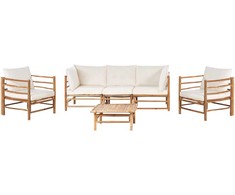 Lauko baldų komplektas Beliani Rinkinys bambukinė sofa 5-vietė balta CERRETO