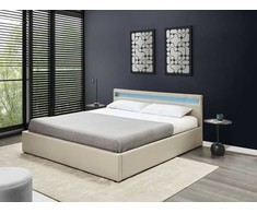 Beliani LED lova su patalynės dėže ARMELLE smėlio spalvos 180 x 200 cm