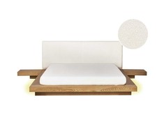 Beliani LED lovos rėmas su boucle ZEN 160 x 200 cm LED natūralus uosis