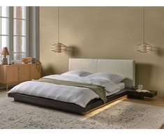Beliani LED lova su boucle audiniu ZEN 160 x 200 cm LED tamsus uosis