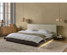Beliani LED dvigulė lova Boucle ZEN 180 x 200 cm, tamsaus uosio spalvos