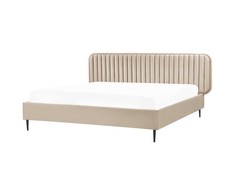 Beliani Velvetinė lova BRIN 180 x 200 cm smėlio pilkos spalvos