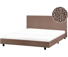 Beliani Vandeninė lova Boucle ALBI 180 x 200 cm, ruda