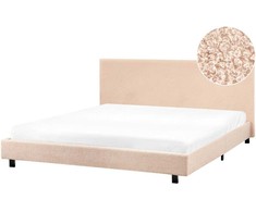 Beliani Vandeninė lova Boucle ALBI 180 x 200 cm smėlio spalvos