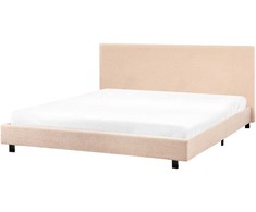Beliani Vandeninė lova Boucle ALBI 180 x 200 cm smėlio spalvos