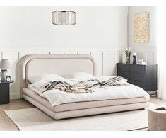 Beliani Vandeninė lova iš sintetinio lino LAVARDENS 180 x 200 cm šviesiai smėlio spalvos