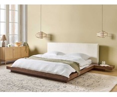 Beliani Vandeninė lova Boucle ZEN 180 x 200 cm ruda uosio spalva
