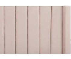 Beliani Vandeninė lova su suoliuku NOYERS veliūrinė pastelinė rožinė 160 x 200 cm