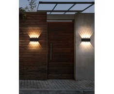 Sieninis šviestuvas Beliani Rinkinys 2 lamp ściennych zewnętrznych LED WELDON Juodas