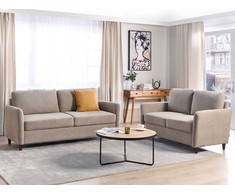 Sofa Beliani 5 vietų svetainės baldų komplektas MARE smėlio spalvos su daiktadėže
