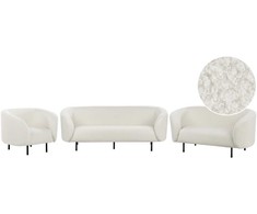 Sofa Beliani LOEN Boucle 6 asmenų svetainės baldų komplektas, baltas