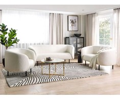 Sofa Beliani LOEN Boucle 6 asmenų svetainės baldų komplektas, baltas