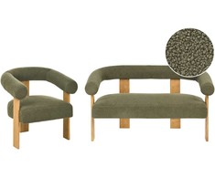 Sofa Beliani Svetainės baldų komplektas ILBRO Boucle žalias/šviesiai rudas