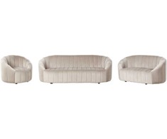 Sofa Beliani 6 asmenų svetainės baldų komplektas MALUNG, veliūras, smėlio spalvos