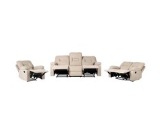 Sofa Beliani Poilsio baldų komplektas su mechanine relaksacijos funkcija 6 asmenims BERGEN smėlio spalvos
