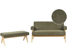 Sofa Beliani Svetainės baldų komplektas TAMRE Boucle žalias / šviesiai rudas