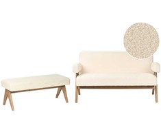 Sofa Beliani TAMRE buklė poilsio baldų komplektas, kreminė balta / tamsiai ruda