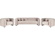 Sofa Beliani 5 asmenų minkštas baldų komplektas LEIREN, veliūrinis, smėlio spalvos