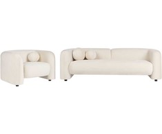 Sofa Beliani 4 asmenų poilsio baldų komplektas LEIREN, veliūras, kreminė balta spalva
