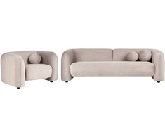 Sofa Beliani Poilsio baldų komplektas 4 asmenims LEIREN, veliūras, smėlio spalvos
