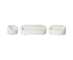 Sofa Beliani 6 vietų svetainės baldų komplektas MALUNG, veliūras, kreminė balta