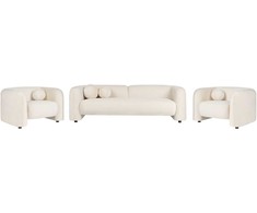 Sofa Beliani 5 vietų poilsio komplektas LEIREN, veliūras, kreminė balta