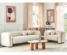 Sofa Beliani 4 asmenų poilsio baldų komplektas LEIREN, veliūras, kreminė balta spalva