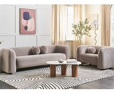 Sofa Beliani Poilsio baldų komplektas 4 asmenims LEIREN, veliūras, smėlio spalvos