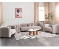 Sofa Beliani 5 asmenų minkštas baldų komplektas LEIREN, veliūrinis, smėlio spalvos