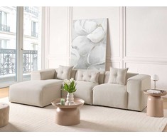 Beliani Trivietė kampinė sofa DOLVA šviesiai smėlio spalvos dešininė