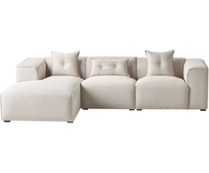 Beliani Trivietė kampinė sofa DOLVA šviesiai smėlio spalvos dešininė