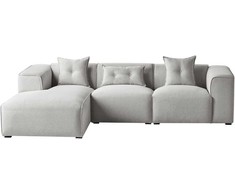 Beliani 3-vietė kampinė sofa DOLVA šviesiai pilka, dešininė