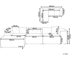 Beliani 3-vietė kampinė sofa DOLVA šviesiai pilka, dešininė