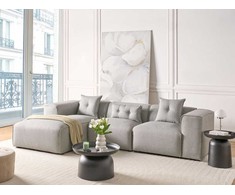 Beliani 3-vietė kampinė sofa DOLVA šviesiai pilka, dešininė