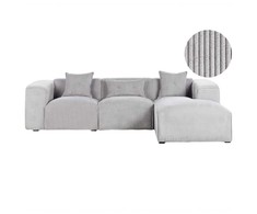 Beliani Trivietė sofa kampinė DOLVA, velvetinis audinys, šviesiai pilka, kairinė