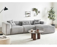 Beliani Trivietė sofa kampinė DOLVA, velvetinis audinys, šviesiai pilka, kairinė