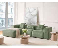 Beliani Trijų vietų kampinė sofa DOLVA, šenilinis audinys, tamsiai žalia, dešininė
